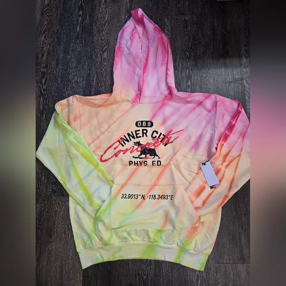 Lg Honor The Gift Mascot Inner City Physical Ed Tie Dye Hoodie Sweatshirts NWT - Picture 5 of 7